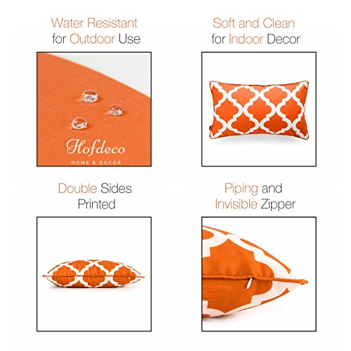 Orange Outdoor Lumbar Pillow Cover, Moroccan, 12"x20" Pricepulse