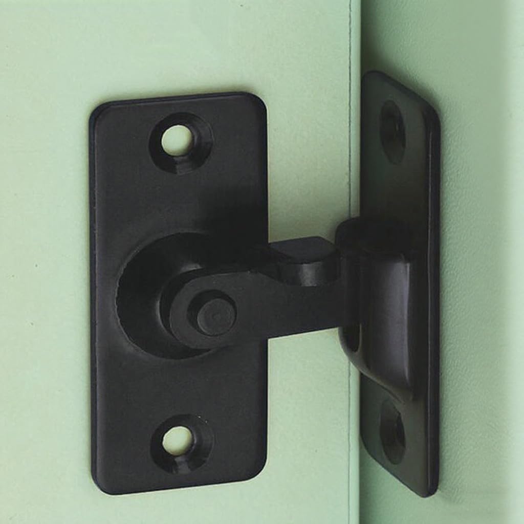 90 Degree Right Angle Door Lock Buckle Safety Door Lock Bolt, Stainless Steel Door Latch for Wooden Fences, Doors, Windows, Safety Sliding Door Latch… (Black)