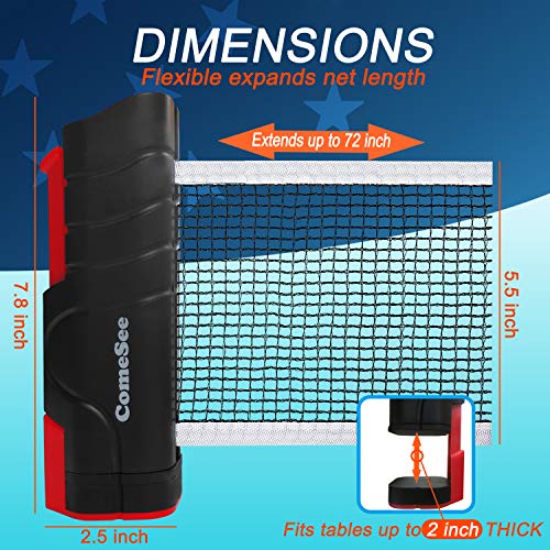 Comesee Retractable Ping Pong Net for Any Table, Table Tennis Nets and
