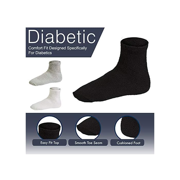 Debra Weitzner Non-Binding Loose Fit Sock - Non-Slip Diabetic Socks for Men and Women - Crew, Ankle 3Pk