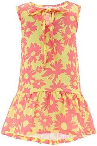 SPEINY Little Girls Dress 4-6x A-Line Floral Hi Low Tank Dress Yellow