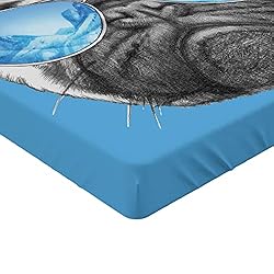 Ambesonne Pug Fitted Sheet, Dog Portrait Mirror