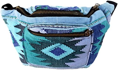 Native Tribal Fanny Pack, Boho Chic, Eco Woven & Handmade in Guatemala by Santa Playa (Típico Azure)