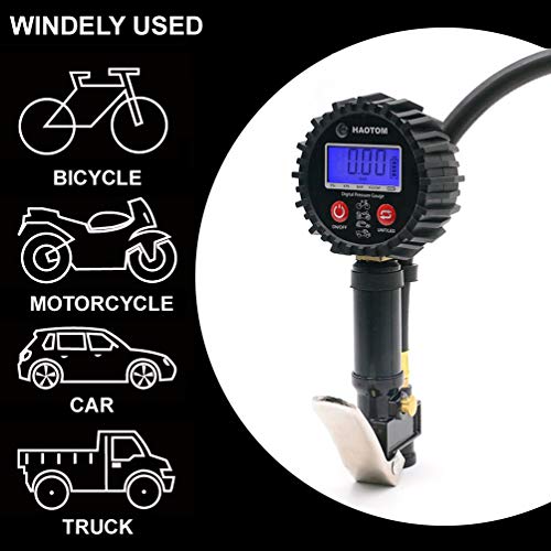 Digital Tire Inflator with Pressure Gauge,0-200 PSI Heavy Duty Rubber Hose,1/4 NPT Quick Connect, Air Chuck and Compressor Accessories for Car Motorcycle Bike Truck Vehicles - Thumbnail 6