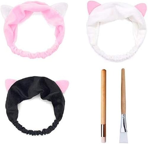 Eqlef Bandeau D Oreilles De Chat De Filles Bandeaux De Maquillage Pour La Femme Avec La Brosse De Nettoyage De Nez Et La Brosse De Masque De Visage Amazon Fr Bijoux