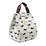 Victing Cute Reusable Insulated Lunch Bag Tote Soft Cooler Carry Bag for Travel and Picnic (Whale)