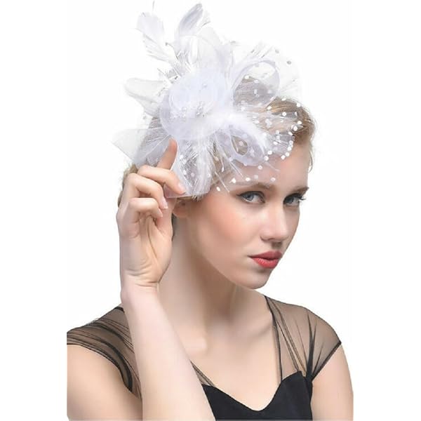5483 Fascinator Hat, Flower Feathers Headband Tea Party Pillbox Hat Fascinators Hats Solid Color Feather Flower Pillbox Hat  main image 2