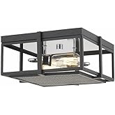 Z-Lite 724F13-MB+CH 2 Light Flush Mount, Matte Black + Chrome