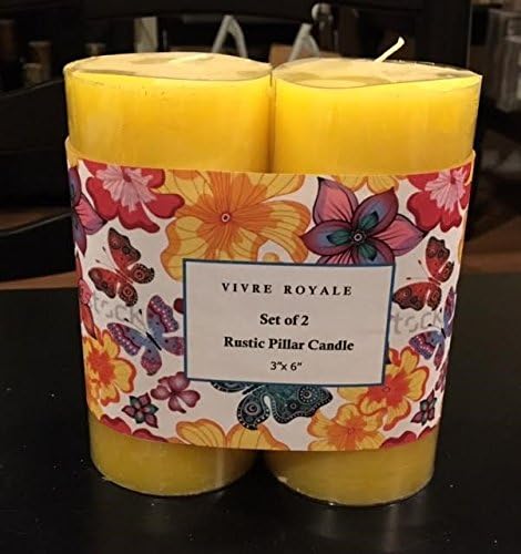 Luna Lumia 2 PK Scented Pillar Candles – No-Drip Decorative Wax Candles. Gentle Fragrance for a Calm, Relaxing &amp; Romantic Atmosphere. Excellent Gift Idea! (Yellow, With Citrus Scent).)