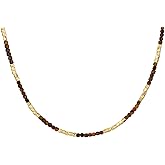 MYEARS Women Beaded Choker Necklace Gemstone 14K Gold Plated Simple Dainty Handmade Chain Everyday Trendy Jewelry