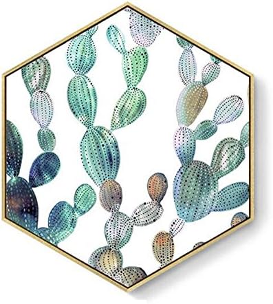 MINRAN DECOR - Canvas Art Print Framed Multi-hexagon plant leaves Painting Modern Canvas Prints Artwork Pictures Paintings on Stretched and Framed Canvas Wall Art - ZSH108, 6, 30 * 36cm