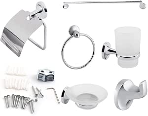 6 Piezas Conjunto de Accesorios de Baño,Toallero, Anillo de ...