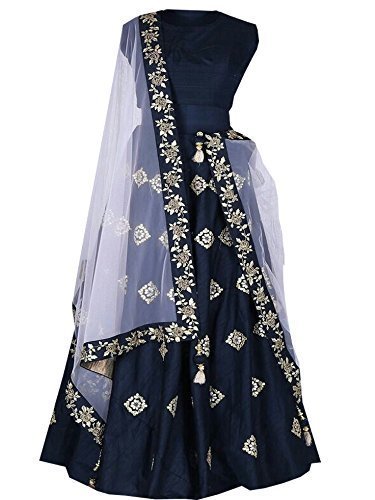 vrundavan fashion women's silk lehanga choli (vf60 _blue_ free size)