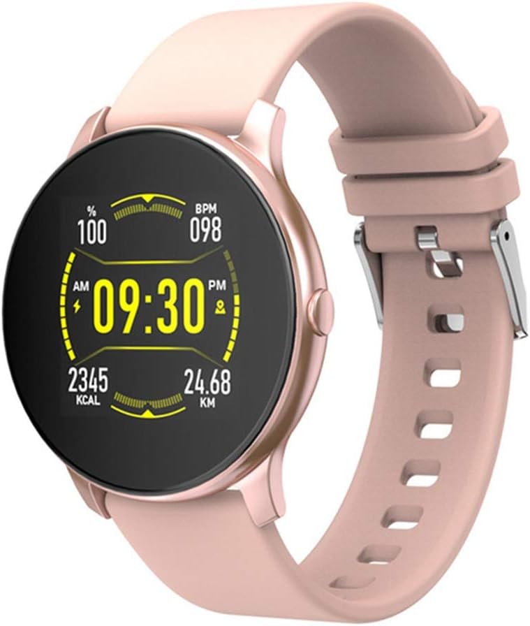 QINYONGFENG Women Smart Watch Heart Rate Blood Oxygen Sport Bluetooth Men Fitness Trakcer KW19 Smartwatch for Android IOS Phone (Color : Pink)