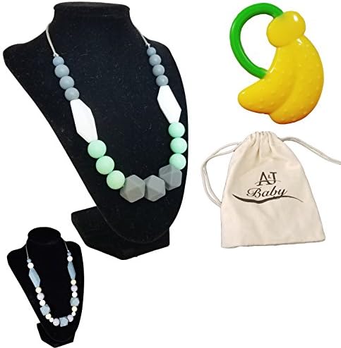 ANJ Baby Teething Necklace for Mom with Bonus Baby Teether | Perfect Baby Shower Gift | 100% BPA Free Food Grade Silicone Baby Teething Beads |Stylish for Mom and Soothing for Baby …
