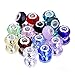 RUBYCA Murano Faceted Beads for Jewelry Making Glass Beads for Bracelets Making Charms European Silver Core Lampwork Spacer Craft Large Hole Bulk 50 Pcs Mix