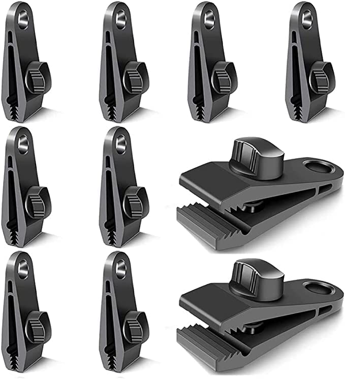 jiekong 10-Piece Tarp Clips for Tent, Black