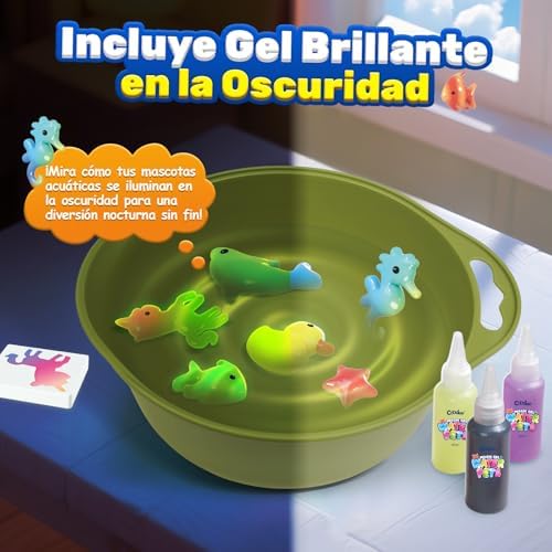 Conjunto Aqua Gelz, Brinquedo de Gel Mágico de Água DIY, Conjunto de Gel Mágico com 10 Cores e 8 Moles, Artesanato Criativo para Crianças, Brinquedos Jogos Kit de Pintura Presente para Rapazes e Raparigas 3 4 5 6 Anos