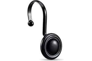 CHICTIE Black Shower Curtain Hooks Rings,Set of 12 Decorative Shower Hooks for Shower Curtain,Premium Rust Resistant Metal Sh