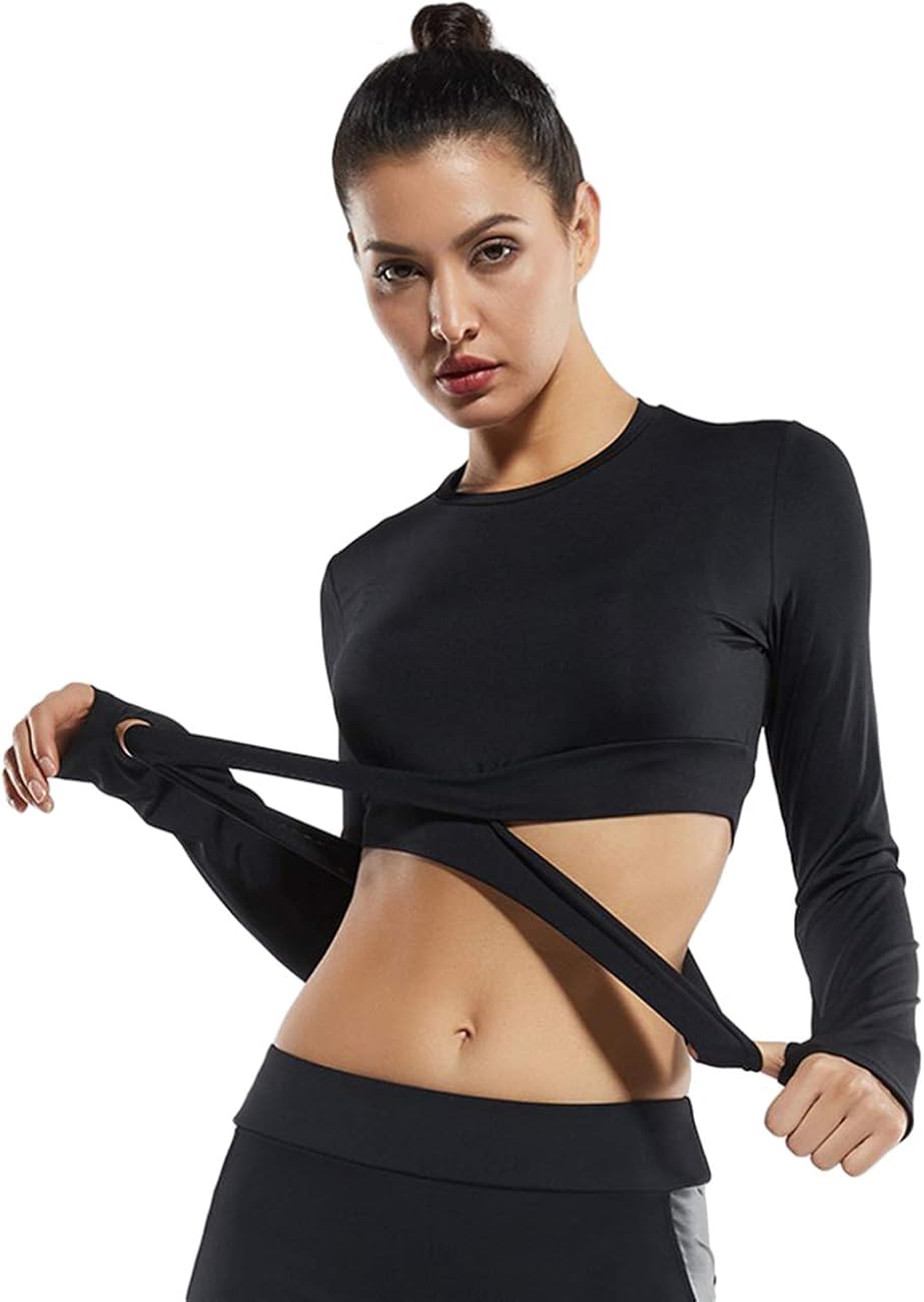 STARBILD Seamless Long Sleeve Gym Top Women Hollow Out Crop Tops