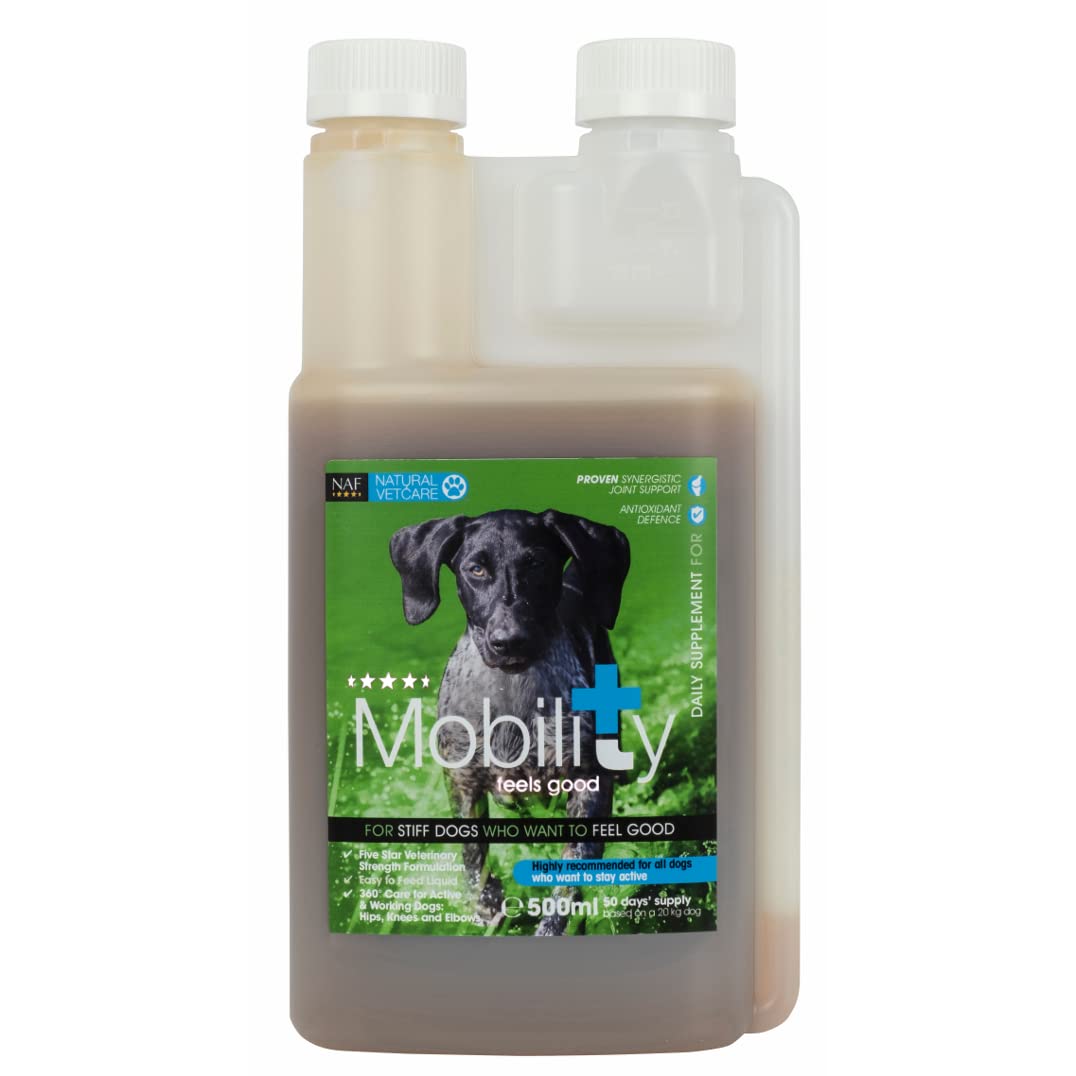 NATURAL VETCARE Mobility Joint Supplement for Dogs 500ml – Veterinary Strength Hip & Joint Support for Stiff Dogs – Promotes Flexibility, Cartilage Health & Easy Movement