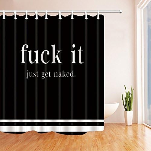 HiSoho Creative Decor, Fuck It Just Get Naked in Black Shower Curtains, Mildew Resistant Polyester Fabric Bathroom Decorations, Shower Curtain Hooks Included, 71X71in