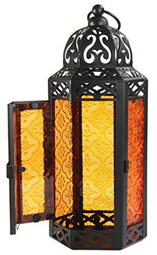 1 Amber+Glass+Moroccan+Candle+Lantern