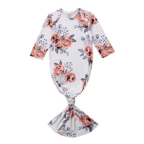 Infant Baby Girl Floral Sleeper Gowns Long Sleeve Tie Nightgown Sleeping Bag Newborn Photography Outfits