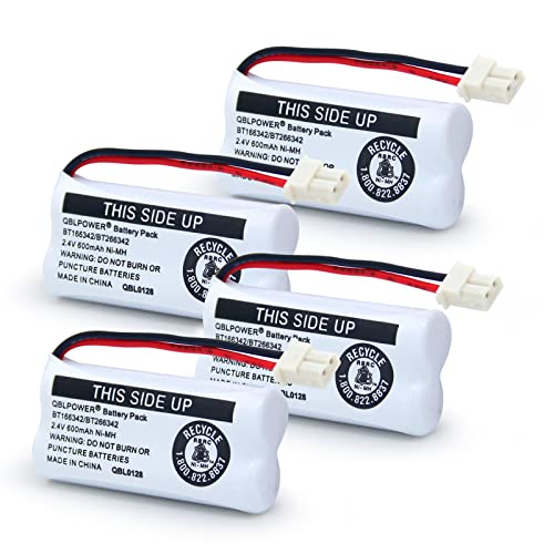 QBLPOWER BT166342/266342 Replacement Battery 2.4V 600mAh Ni-Mh BT162342 BT262342 BT183342 BT283342 CS6114 CS6419 CS6719 EL52300 CL80111 Cordless Phone Battery(4 Pack)