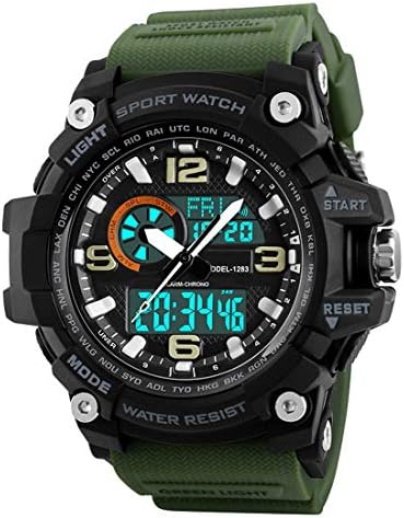 Green Analog Digital Multi-Function Sports Watch with Free Bracelet for Men & Boys