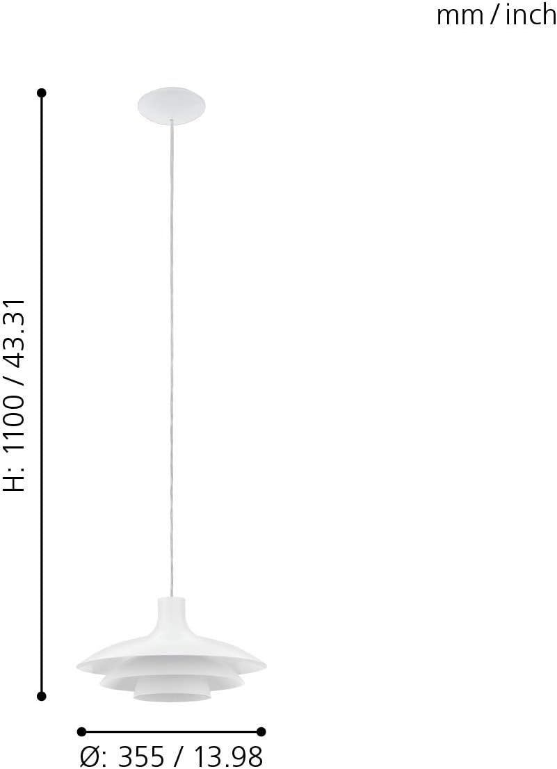 EGLO Almozar Pendant Light, 1-Bulb Pendant Light, Metal Pendant Light, Dining Table Lamp in White - Image 4