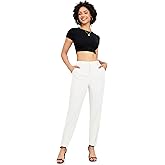 MEILANZJ Womens Trendy and Stylish High Waisted Pants Work Pants Or Casual Wear Trousers Ankle Length Trousers