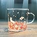 Sakura Glass Mug with Handle,Cute Rabbit Printed Borosilicate Glass Cup Chocolate Pudding Cup-Perfect Gifts for Kids Drinking Tea, Latte, Espresso, Juice,Milk(310ml,10oz)