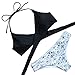 MOOSKINI Womens Push-up Bikini Set Two Piece Halter Bathing Suits Swimsuit (L, Black)
