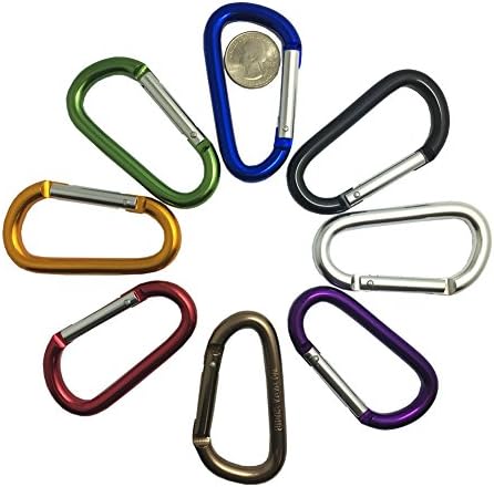 CenBuy 8 PCS 3.0“ Aluminum Carabiner D Shape Buckle Pack, Keychain Clip, Spring Snap Key Chain Clip Hook Buckle (8 Colors, 3.0")