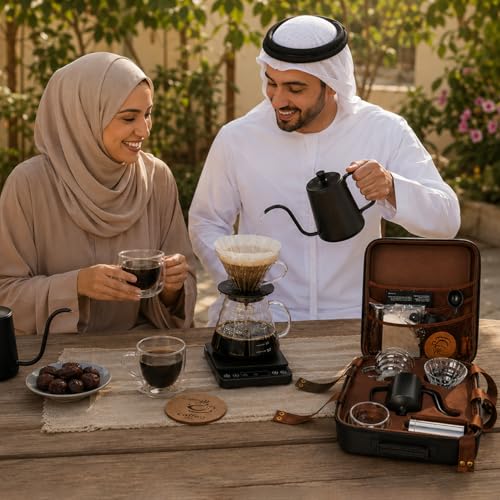 Toshionics V60 Coffee kit Drip Coffee Maker 15 Pcs - Manual Coffee Dripper Pour Over Coffee Set With Portable Bag, Hand Grinder, Gooseneck Kettle, Scale, Double Wall Cup Premium Barista Brewing Set