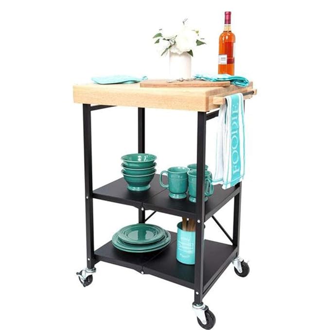 Origami Foldable Kitchen Island Cart, Black Review
