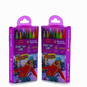 Cello ColourUp Plastic Crayons – Pack of 2 | 12+2 bright shades in each pack | Non-Toxic | Attractive adventure themed…