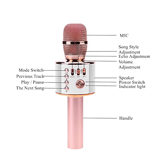 ZUZU Wireless Microphone Karaoke, Karaoke Microphone Bluetooth, Karaoke Microphones with Speaker for Home KTV Outdoor Picnic Family Party Music,for iOS & Android Smartphone,Pink