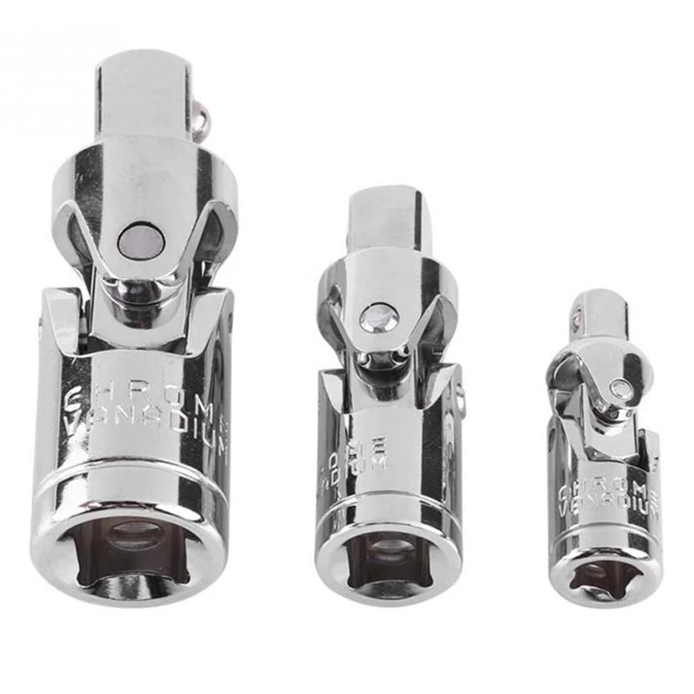 Bestgle 3pcs 1/4" 3/8" 1/2" Universal Joint Impact Socket Wrench Adapter Set