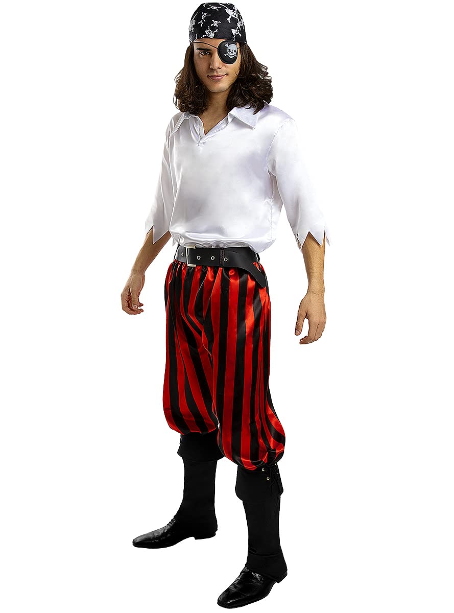 Funidelia | Pirate Costume - Buccaneer Collection for man Corsair, Buccaneer - Costumes for adults, accessory fancy dress & props for Halloween, carnival & parties - Size 3XL - White