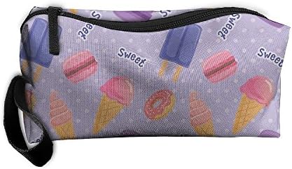 LogicPor Macaroon Icecream Donut Portable Zipper Makeup Bag Travel Cosmetic Pouch Toiletries Bag Storage Bag Organize Stationery Pencil Holder Coin Purse Medicine Kit Bag