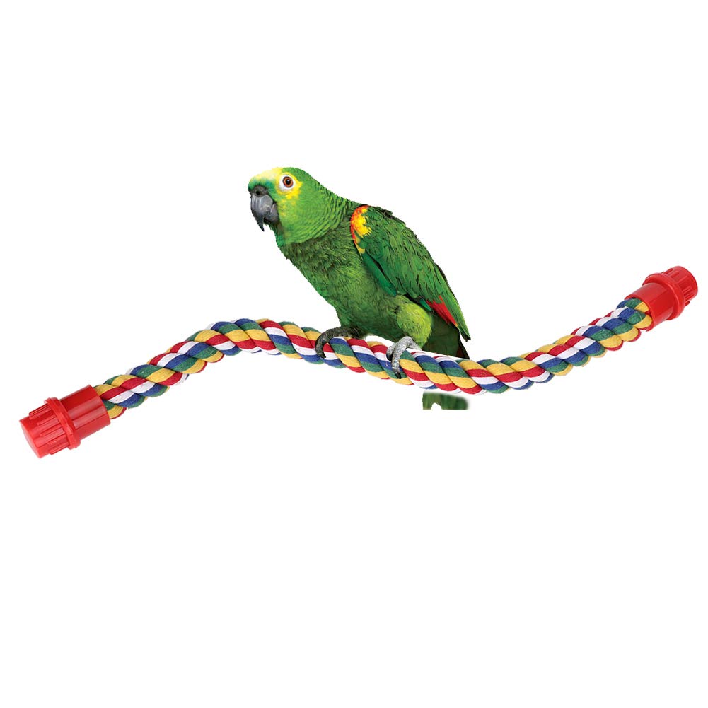 Bird Rope Perch, Colorful Cotton Bendable Chewable Stand for Parrot, Budgie, Parakeet, Cockatiel, Conure, Lovebird, Finch, Canary, Small Size