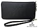Womens RFID Blocking Large Capacity Leather Clutch Zipper Card Wallets Black
