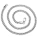 AmyRT Jewelry 4mm Silver Titanium Steel Link Curb Chain Necklace for Men Women 16 to 30 in