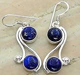 8.00ctw, Genuine Lapis & 925 Silver Plated Dangle Earrings Made By Sterling Silver Jewelry