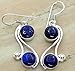 5.75gms,10.00 ctw Genuine Lapis Lazuli .925 Silver Plated Handmade Fashion Earrings Jewelry