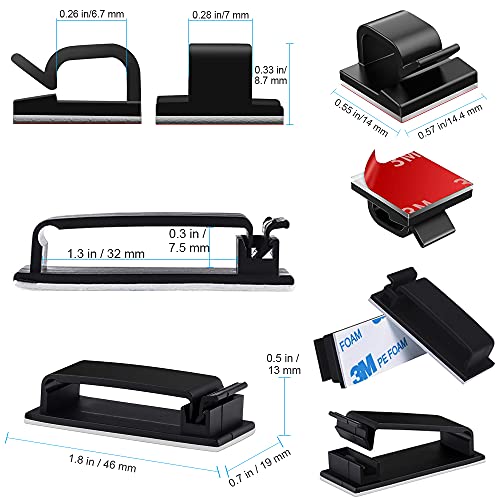 Cable Clips, 48PCS Gooze Management Adhesive Cable Clips - Charging Cable Ethernet Cable Clips Wire Folder for Car/Office/Home/Desk/PC/PS5/Xbox/Decoration LED strip (Included S and L Size)