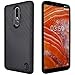 IDEA LINE Textured Embossed Lines Hard Plastic PC TPU Hybrid with Tempered Glass Screen Protector for Nokia 3.1 Plus - Black