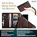 All-in-One RFID Wallet for Women with Wrist Strap - Credit Card & Passport Holder for Women - Large Brown Wristlet Wallet with Universal Phone Holder included